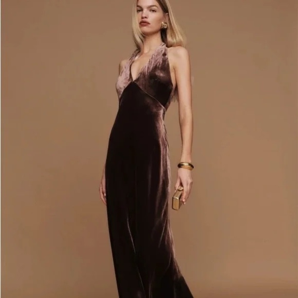 Elegant Brown Velvet Gown